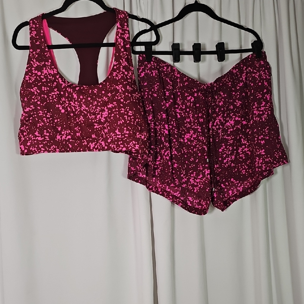 Fabletics Pink and Brown Women's Short Set